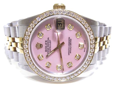 silver and pink rolex|ladies Rolex watches pink face.